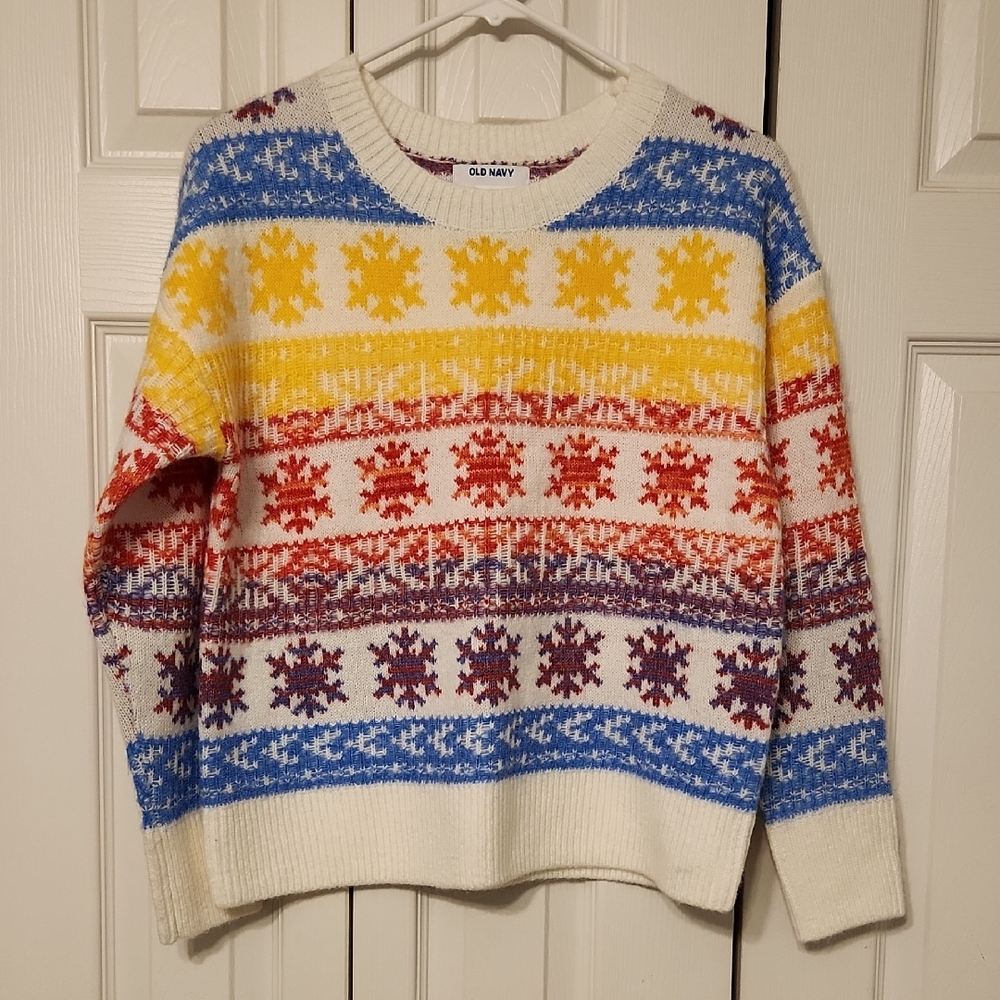 Old Navy Women's Colorful Snowflake Fair Isle Sweater Size XS